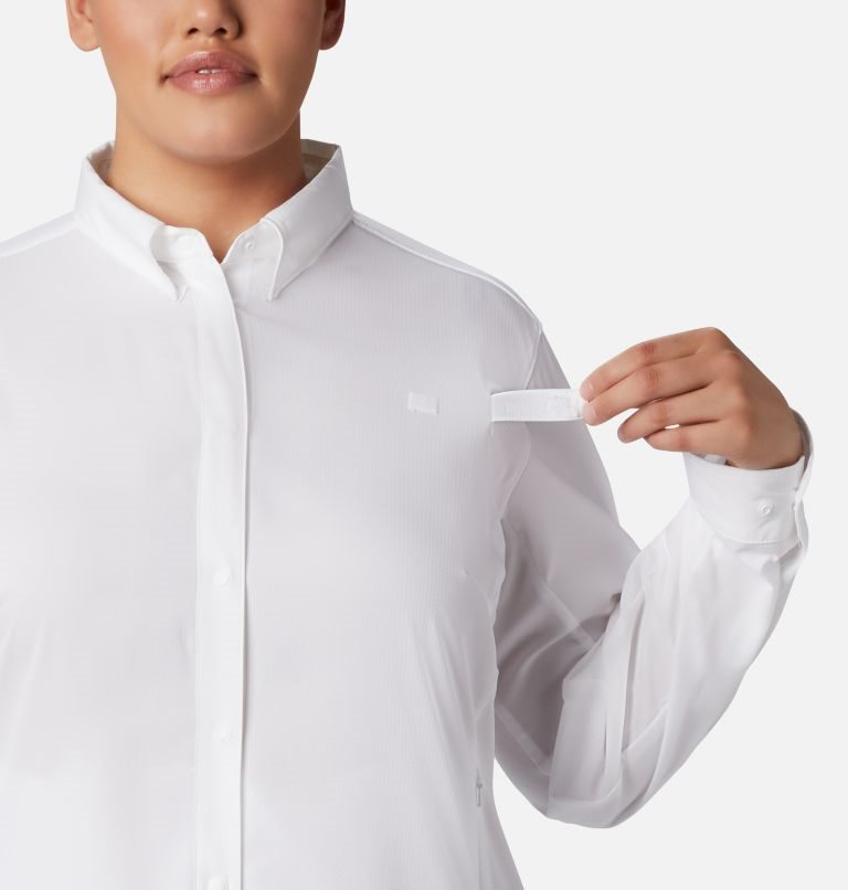 Women's Columbia PFG Tamiami II Long Sleeve Shirts White | Plus Size CA-R0365